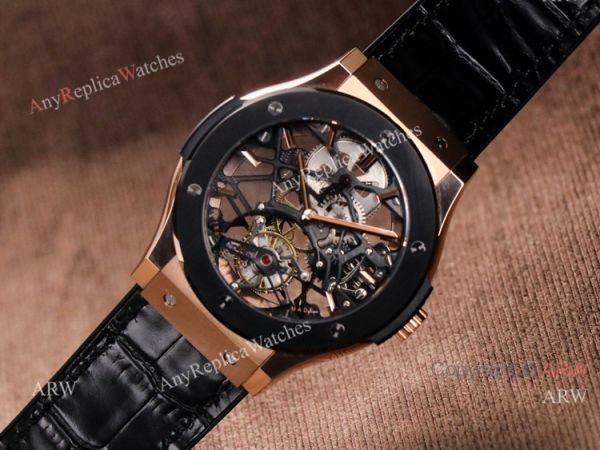 Rose Gold Hublot Classic Fusion Skeleton Tourbillon Black Bezel Watch Best Replica Rose Gold Hublot Classic Fusion Skeleton Tourbillon Black Bezel Watch Best Replica
