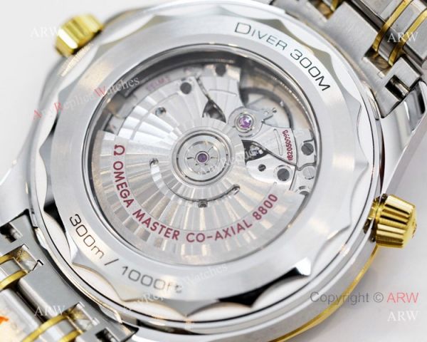 2021 Latest Replica Omega Seamaster Diver 300m OR 8800 Two Tone Black Dial Watch 42mm 2021 Latest Replica Omega Seamaster Diver 300m OR 8800 Two Tone Black Dial Watch 42mm