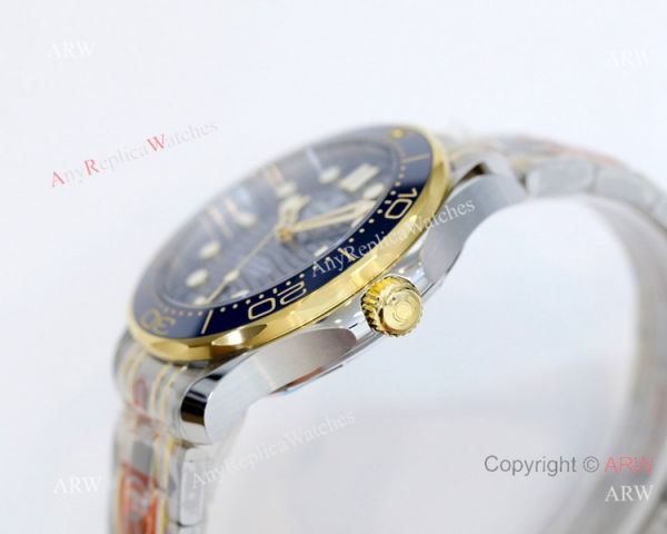 2021 Latest Swiss Omega Seamaster Diver 300M OR Factory 8800 Watch Two Tone Blue Ceramic Bezel 2021 Latest Swiss Omega Seamaster Diver 300M OR Factory 8800 Watch Two Tone Blue Ceramic Bezel