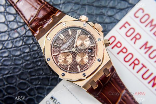 Grade 1A Copy Audemars Piguet Royal Oak Chronograph 7750 Watch Chocolate Dial Brown Leather Strap Grade 1A Copy Audemars Piguet Royal Oak Chronograph 7750 Watch Chocolate Dial Brown Leather Strap