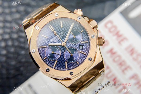 Grade 1A Replica Audemars Piguet Royal Oak Chronograph Watch ETA7750 All Rose Gold Blue Dial Grade 1A Replica Audemars Piguet Royal Oak Chronograph Watch ETA7750 All Rose Gold Blue Dial