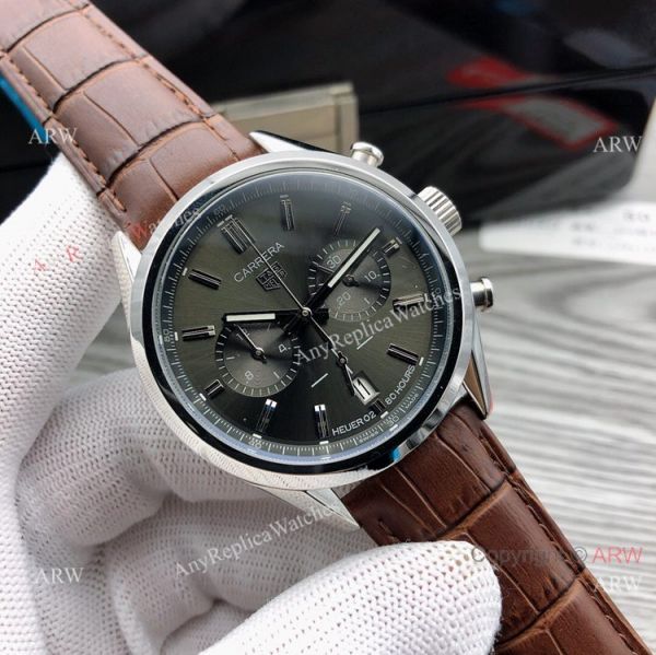 Quartz Tag Heuer Carrera White Dial Brown Leather Strap Knockoff Watches 40mm Quartz Tag Heuer Carrera White Dial Brown Leather Strap Knockoff Watches 40mm