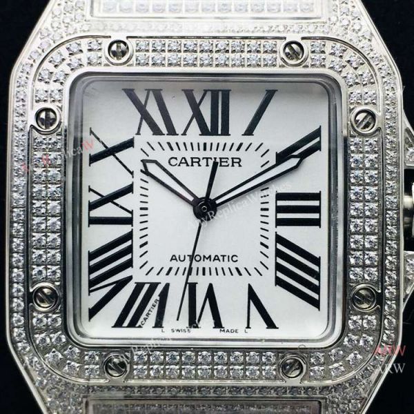 Best Copy Iced Out Cartier Santos Watch Automatic Cartier Santos 100 Diamond Watch Best Copy Iced Out Cartier Santos Watch Automatic Cartier Santos 100 Diamond Watch