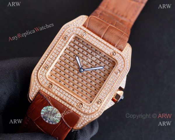 Best Cartier Santos Fully Iced Out Rose Gold Cartier Santos 100 Diamond Watch Replica Best Cartier Santos Fully Iced Out Rose Gold Cartier Santos 100 Diamond Watch Replica