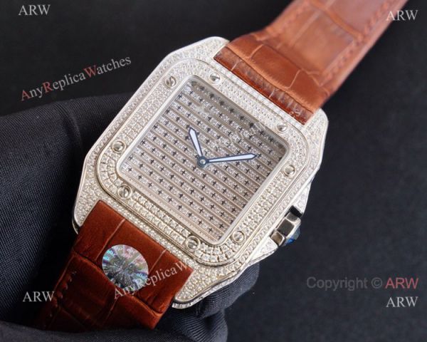 High Quality Fake Cartier Santos Iced Out Replica Watches For Men High Quality Fake Cartier Santos Iced Out Replica Watches For Men