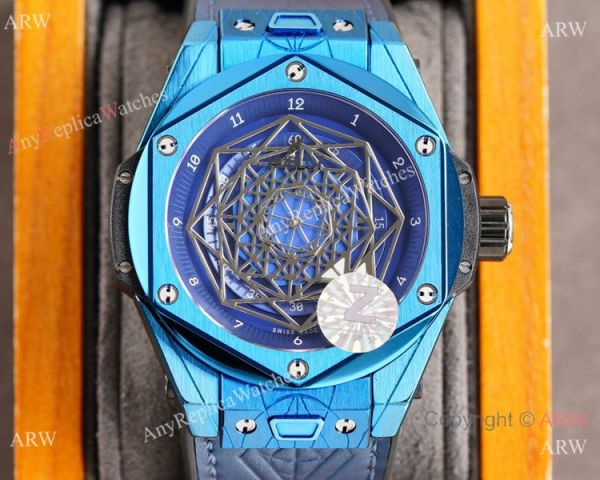 Z Factory Swiss Copy Hublot Sang Bleu 45mm Watch Blue Case Citizen Automatic Z Factory Swiss Copy Hublot Sang Bleu 45mm Watch Blue Case Citizen Automatic