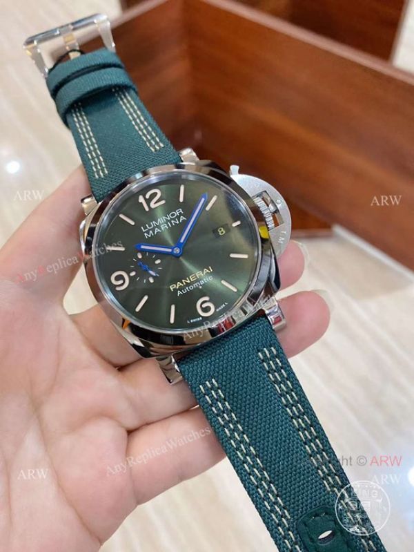 New Panerai 2021 Copy Panerai Green Dial Marina Watch 44mm Green Leather Strap New Panerai 2021 Copy Panerai Green Dial Marina Watch 44mm Green Leather Strap