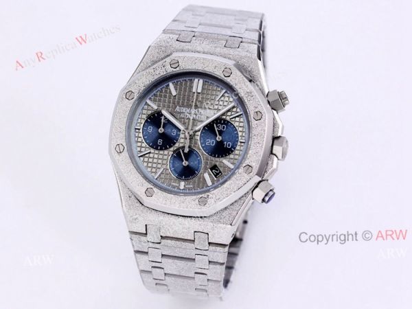 New Audemars Piguet Royal Oak Frosted Gold Chronograph Watch 41mm Black Dial Stainless Steel Bracelet Replica New Audemars Piguet Royal Oak Frosted Gold Chronograph Watch 41mm Black Dial Stainless Steel Bracelet Replica