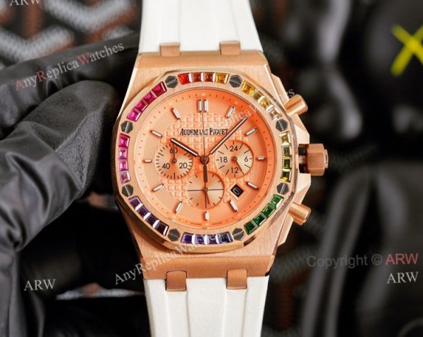 Knockoff Audemars Piguet Royal Oak 42mm Rose Gold Rainbow Watch Quartz Movement Knockoff Audemars Piguet Royal Oak 42mm Rose Gold Rainbow Watch Quartz Movement