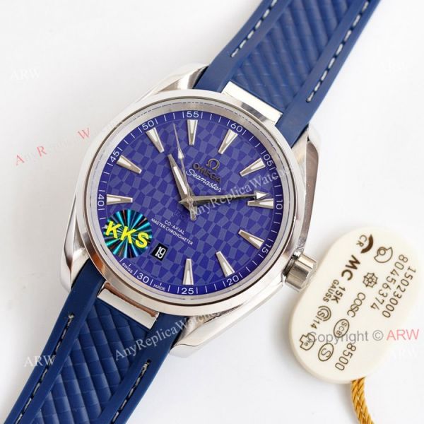 New Omega Aqua Terra 150m Blue Dial With Blue Rubber Band Swiss Replica Watch 41 New Omega Aqua Terra 150m Blue Dial With Blue Rubber Band Swiss Replica Watch 41