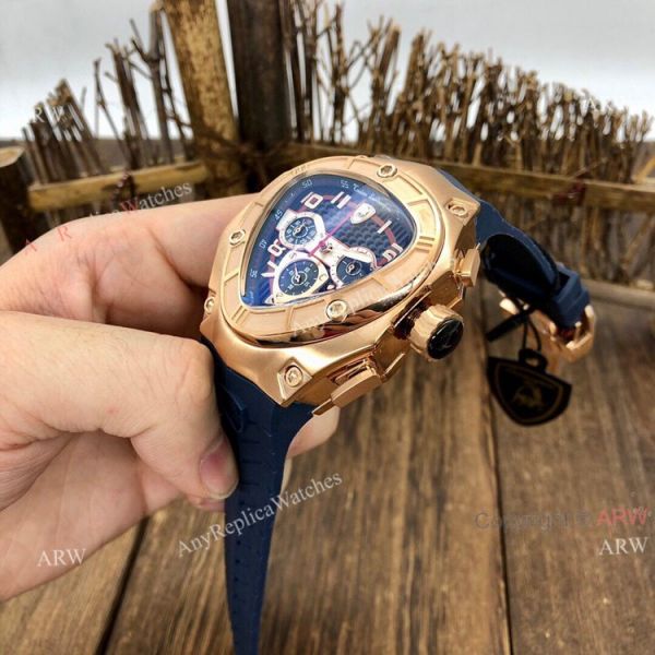 Quartz Tonino Lamborghini 124bbr Spyder 47mm Rose Gold Blue Rubber Band Knockoff Watch Quartz Tonino Lamborghini 124bbr Spyder 47mm Rose Gold Blue Rubber Band Knockoff Watch