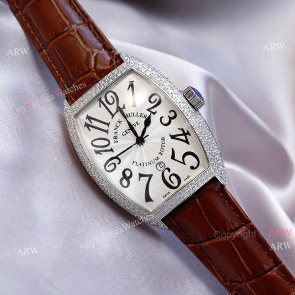 Swiss Quality Best Copy Franck Muller Cintr?e Curvex Diamond Watch White Face Black Leather Strap Swiss Quality Best Copy Franck Muller Cintr?e Curvex Diamond Watch White Face Black Leather Strap
