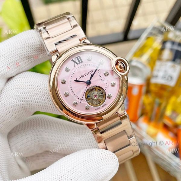 Replica Ladies Cartier Ballon Bleu 36mm With Diamonds Tourbillon Watch Pink Face Replica Ladies Cartier Ballon Bleu 36mm With Diamonds Tourbillon Watch Pink Face