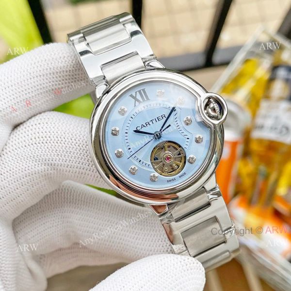 Replica Ladies Cartier Ballon Bleu Tourbillon 36mm Ice Blue Dial Watch With Diamonds Replica Ladies Cartier Ballon Bleu Tourbillon 36mm Ice Blue Dial Watch With Diamonds