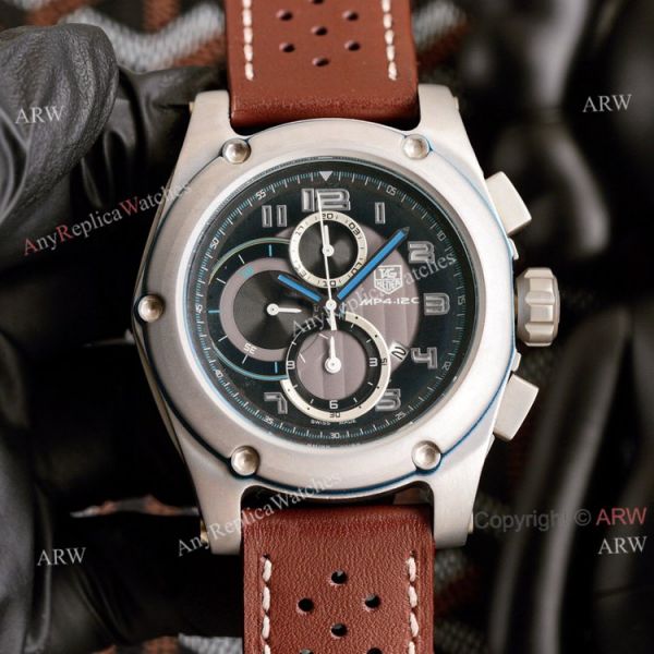 New Tag Heuer Carrera MP4-12C Chronograph Watch Black Dial Brown Leather Strap New Tag Heuer Carrera MP4-12C Chronograph Watch Black Dial Brown Leather Strap