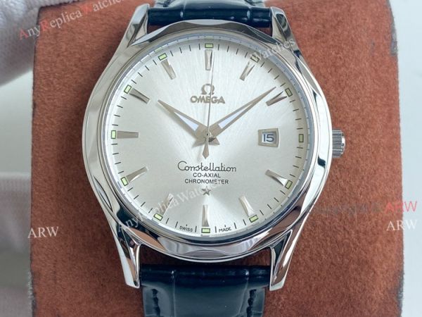 Copy Omega Constellation Green Dial Stainless Steel Brown Leather Strap Men Watch Copy Omega Constellation Green Dial Stainless Steel Brown Leather Strap Men Watch