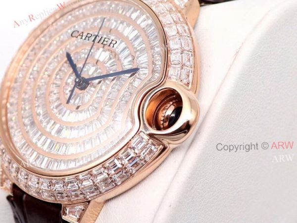 Replica Cartier Ballon Bleu 42mm Leather Strap Rose Gold Watch With Diamonds Replica Cartier Ballon Bleu 42mm Leather Strap Rose Gold Watch With Diamonds