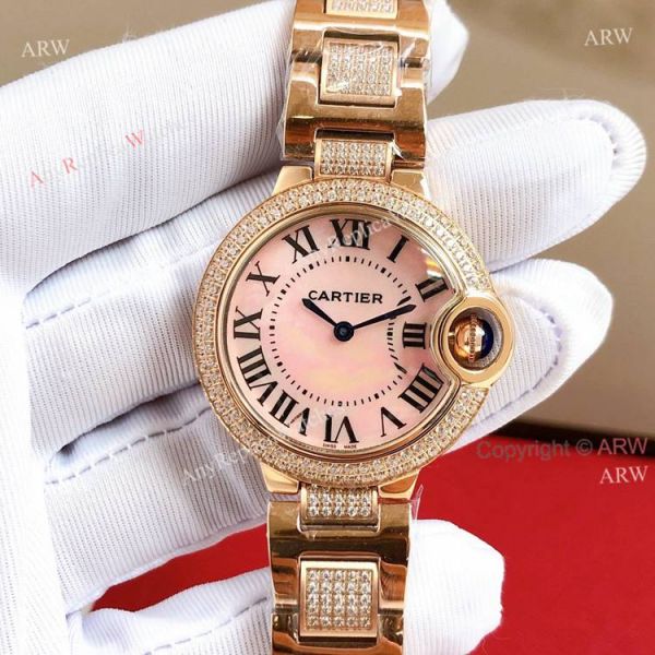 High End Replica Rose Gold Cartier Ballon Bleu Ladies Watch With Diamonds High End Replica Rose Gold Cartier Ballon Bleu Ladies Watch With Diamonds