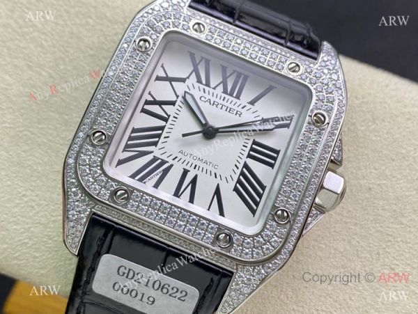 Swiss Quality Iced Out Cartier Santos De Watch Sapphire Crystal Swiss Quality Iced Out Cartier Santos De Watch Sapphire Crystal