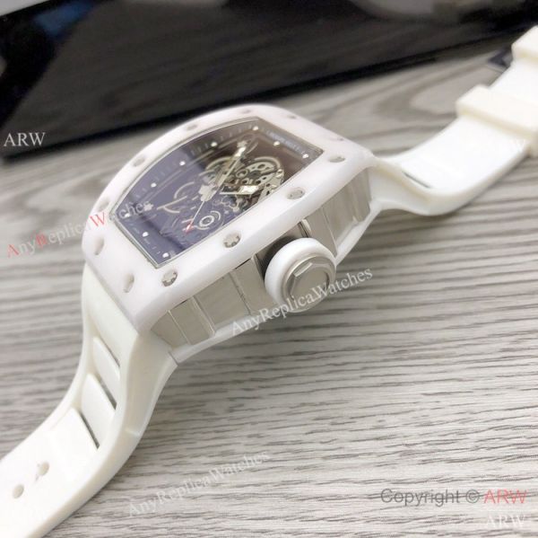 RM Factory Richard Mille RM055 White Ceramic Watch White Rubber Strap RM Factory Richard Mille RM055 White Ceramic Watch White Rubber Strap