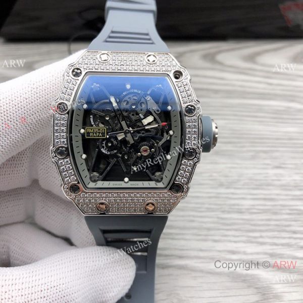 Swiss Quality Richard Mille RM35-01 Rafael Nadal Watch Diamond Case Red Rubber Strap Swiss Quality Richard Mille RM35-01 Rafael Nadal Watch Diamond Case Red Rubber Strap
