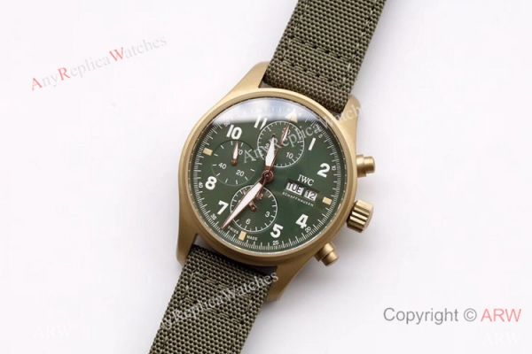 ZF Factory IWC Pilots 7750 Chronograph Spitfire Bronze Military Green Watch ZF Factory IWC Pilots 7750 Chronograph Spitfire Bronze Military Green Watch