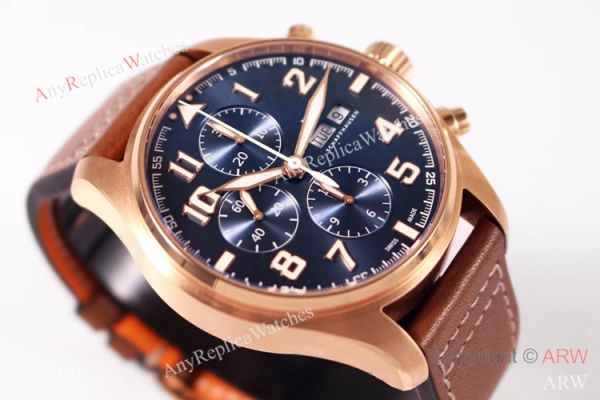 ZF Factory V2 IWC Pilots Chronograph IWC3777 Rose Gold Case Bucherer Blue Dial ZF Factory V2 IWC Pilots Chronograph IWC3777 Rose Gold Case Bucherer Blue Dial