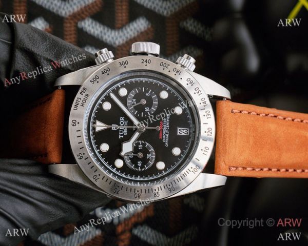 Clone Tudor Heritage Black Bay Chronograph Watch Stainless steel Brown Leather Strap Clone Tudor Heritage Black Bay Chronograph Watch Stainless steel Brown Leather Strap