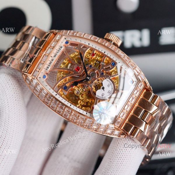 Copy Franck Muller Cintree Curvex Rose Gold Skeleton Dial Watch 43mm Copy Franck Muller Cintree Curvex Rose Gold Skeleton Dial Watch 43mm