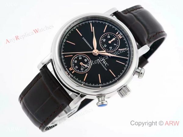 Swiss Replica IWC Portofino 7750 Chronograph 39mm Watch Black Swiss Replica IWC Portofino 7750 Chronograph 39mm Watch Black