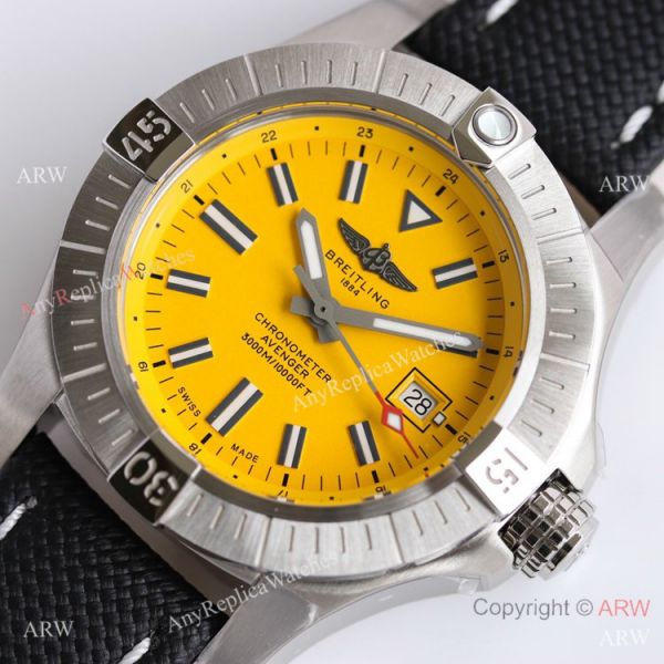 (GF) Swiss Breitling Avenger Automatic 45 Seawolf Asia2824 Watch Yellow Dial Leather Strap (GF) Swiss Breitling Avenger Automatic 45 Seawolf Asia2824 Watch Yellow Dial Leather Strap