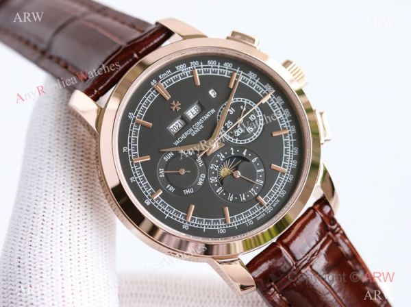 TW Factory Copy Vacheron Constantin Traditionnelle Chronograph Perpetual Calendar Watch Rose Gold Black Dial TW Factory Copy Vacheron Constantin Traditionnelle Chronograph Perpetual Calendar Watch Rose Gold Black Dial