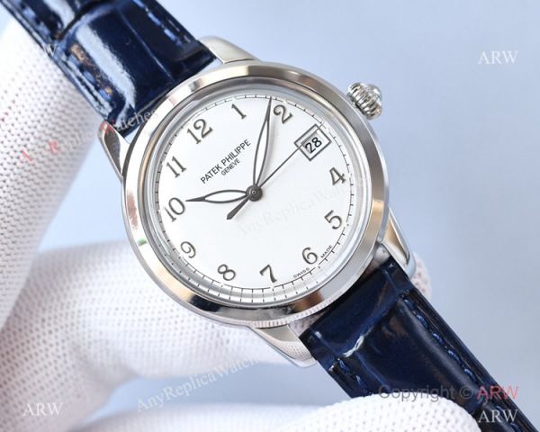 Swiss 9015 Patek Philippe Calatrava Replica Watch Blue Leather Strap Swiss 9015 Patek Philippe Calatrava Replica Watch Blue Leather Strap