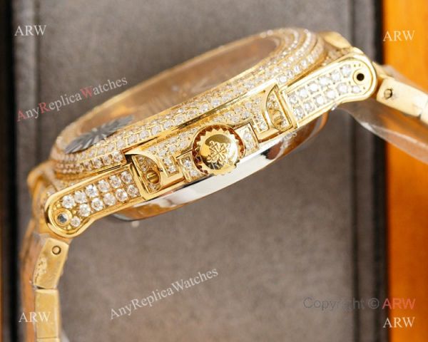 Swiss Grade Copy Patek Philippe Nautilus 9015 Ultra thin Watch 40 Diamond Dial All Gold Swiss Grade Copy Patek Philippe Nautilus 9015 Ultra thin Watch 40 Diamond Dial All Gold