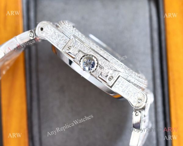 Swiss Grade One Patek Philippe Iced Out Nautilus 9015 Watch BlackSilver Diamond Swiss Grade One Patek Philippe Iced Out Nautilus 9015 Watch BlackSilver Diamond