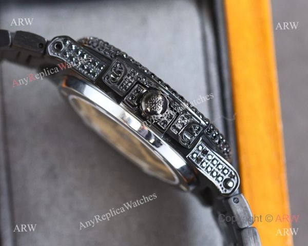 Swiss Grade One Patek Philippe Nautilus Iced Out 9015 Watch Solid Black Swiss Grade One Patek Philippe Nautilus Iced Out 9015 Watch Solid Black