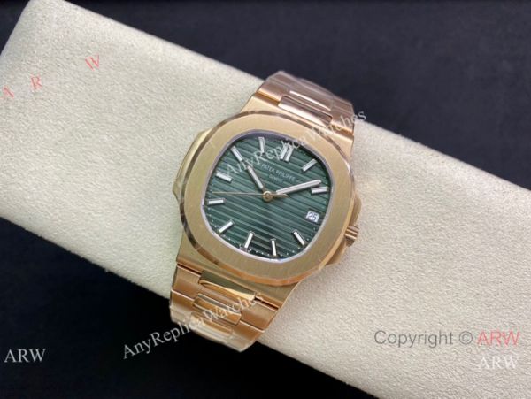 Swiss Copy Patek Philippe Nautilus Cal 324 sc Watch Rose Gold Olive Green Dial Swiss Copy Patek Philippe Nautilus Cal 324 sc Watch Rose Gold Olive Green Dial