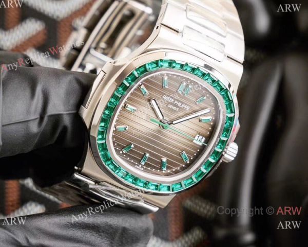 New! Swiss Copy Patek Philippe Nautilus Watch Green Diamond Gray Texture Dial Limited New 5711 New! Swiss Copy Patek Philippe Nautilus Watch Green Diamond Gray Texture Dial Limited New 5711