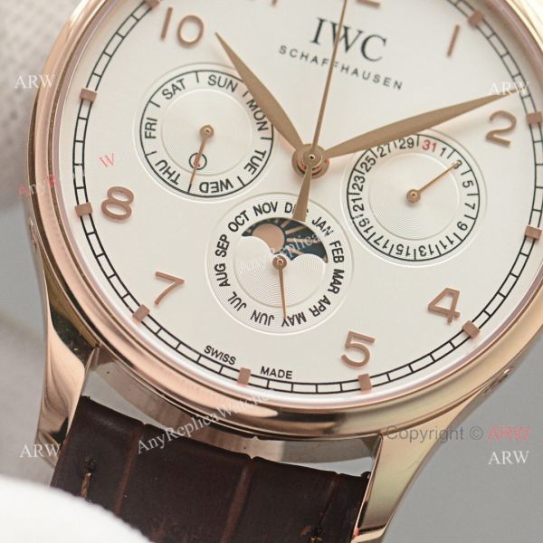 Replica IWC Portuguese Moonphase Gold Case White Face Watch Replica IWC Portuguese Moonphase Gold Case White Face Watch
