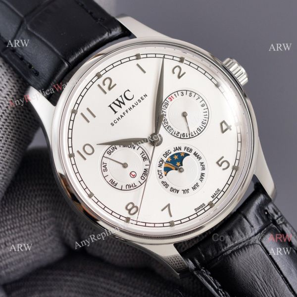 IWC Portuguese Moonphase 42MM Blue Face Arabic Leather Strap Watch IWC Portuguese Moonphase 42MM Blue Face Arabic Leather Strap Watch