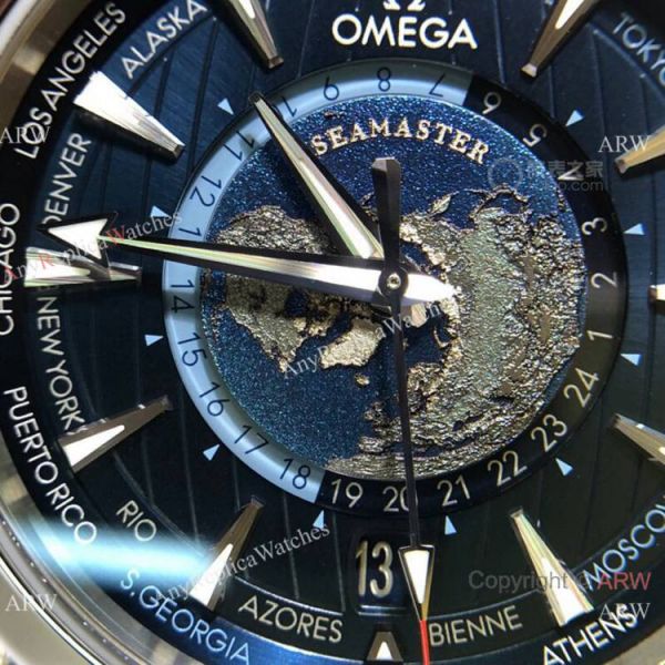 Swiss Quality Omega Aqua Terra Worldtimer Blue Rubber Watch Swiss Quality Omega Aqua Terra Worldtimer Blue Rubber Watch