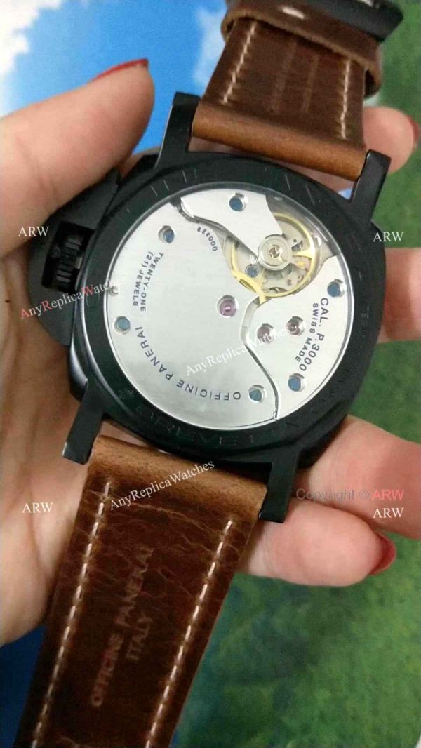 Replica Luminor Panerai PAM372 Watch Black Case Brown Leather Strap Replica Luminor Panerai PAM372 Watch Black Case Brown Leather Strap