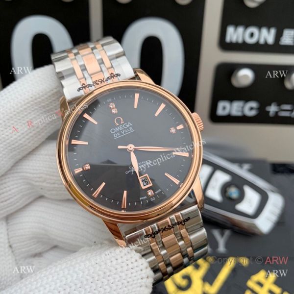 Clone Omega De Ville Stainless Steel Black 42MM Watches New Clone Omega De Ville Stainless Steel Black 42MM Watches New