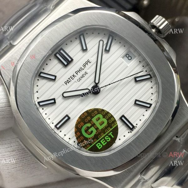 Swiss Copy Patek Philippe Nautilus White Dial Stainless Steel Watch GB Factory Swiss Copy Patek Philippe Nautilus White Dial Stainless Steel Watch GB Factory