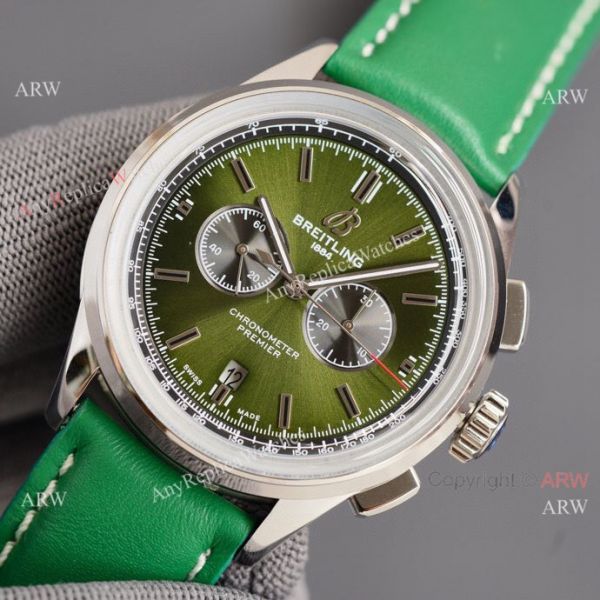 Copy Breitling Premier B01 Green Dial Leather Strap 42MM Men Watch Copy Breitling Premier B01 Green Dial Leather Strap 42MM Men Watch