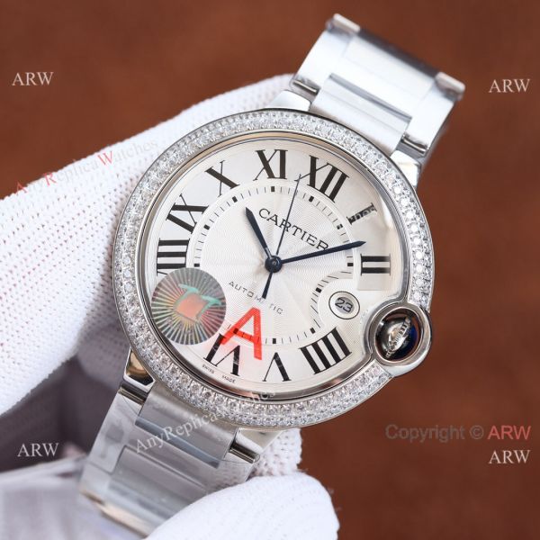 Copy Balloon Blue Cartier Diamond Bezel Silver Face 42mm Automatic Watch Copy Balloon Blue Cartier Diamond Bezel Silver Face 42mm Automatic Watch