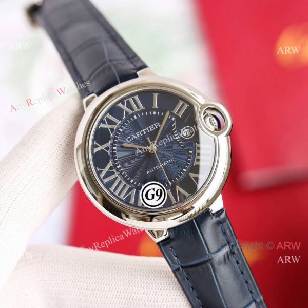 Fake Balloon Blue Cartier V6 Blue Dial Watch with Blue Leather Strap Fake Balloon Blue Cartier V6 Blue Dial Watch with Blue Leather Strap