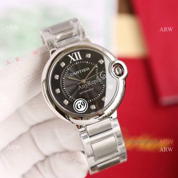 Replica Cartier Balloon Blue Gray Dial V6 Watch with Diamond Markers Replica Cartier Balloon Blue Gray Dial V6 Watch with Diamond Markers