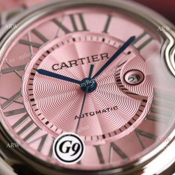 Copy Balloon Blue Cartier Wave Pink Dial V6 Watch with Pink Leather Strap Copy Balloon Blue Cartier Wave Pink Dial V6 Watch with Pink Leather Strap