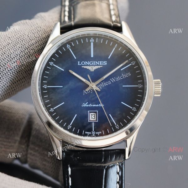 Replica Longines Elegant Gray Meteorite Texture Dial Black Leather Strap Watch 8215 Movement Replica Longines Elegant Gray Meteorite Texture Dial Black Leather Strap Watch 8215 Movement